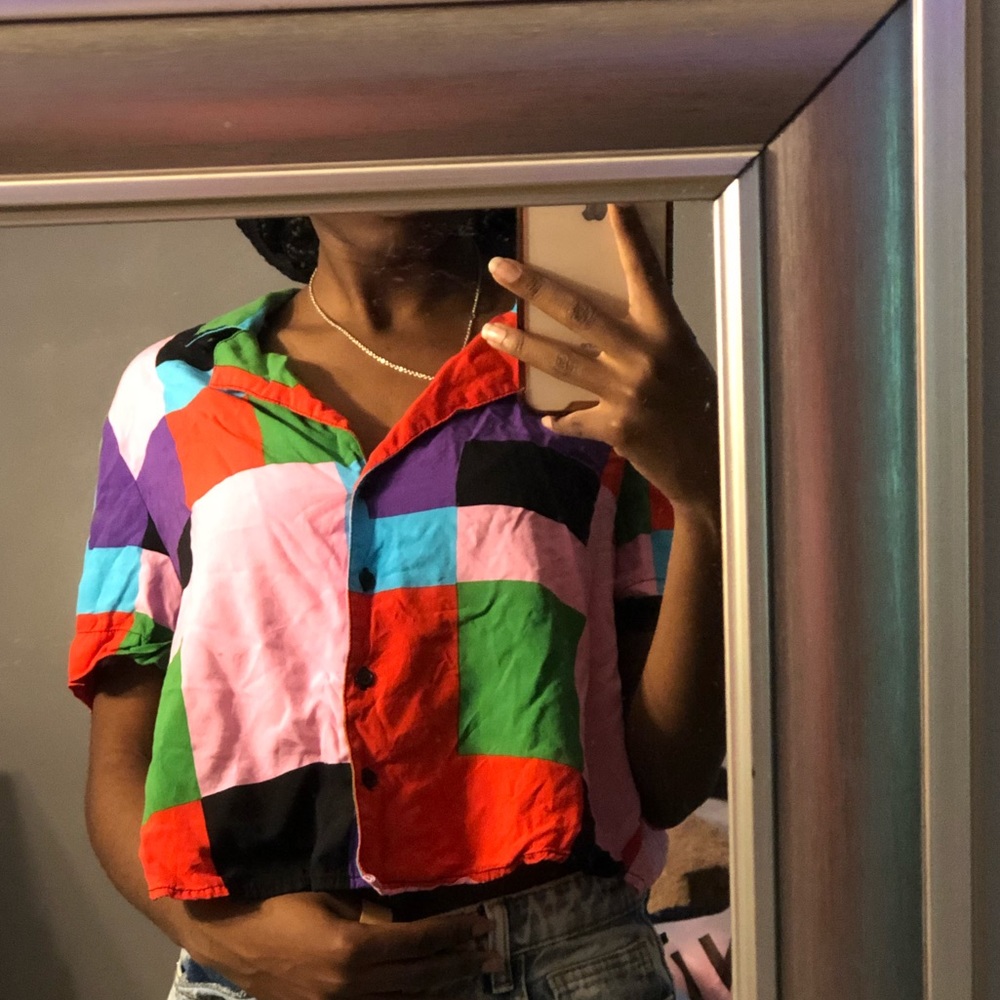 Vintage Colorblock Button Up